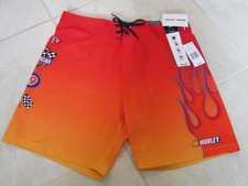 NEW HURLEY NASCAR FinishLine Boardshorts MENS Sz 34 Orange Red 18" Length