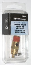 Forney 75551 Brass Safety Valve for Air Compressor 1/4 MNPT 150 PSI
