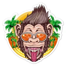 Gorilla Chimp Glasses, Vinyl Decal Sticker, Indoor Outdoor, 3 Sizes, #7953