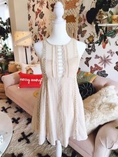 FREE PEOPLE Off-White Sheer Embroidered BOHO Sleeveless DRESS 0