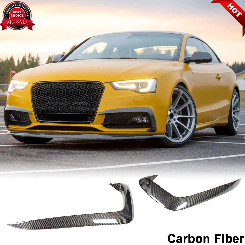 Carbon Fiber Front Bumper Upper Fog Canard Splitters For Audi A5 Sline S5 12-16