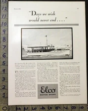1929 ELCO MOTORBOAT CABIN CRUISER MARINE NAUTICAL LEMON ARTIST ILLUS AD 30510