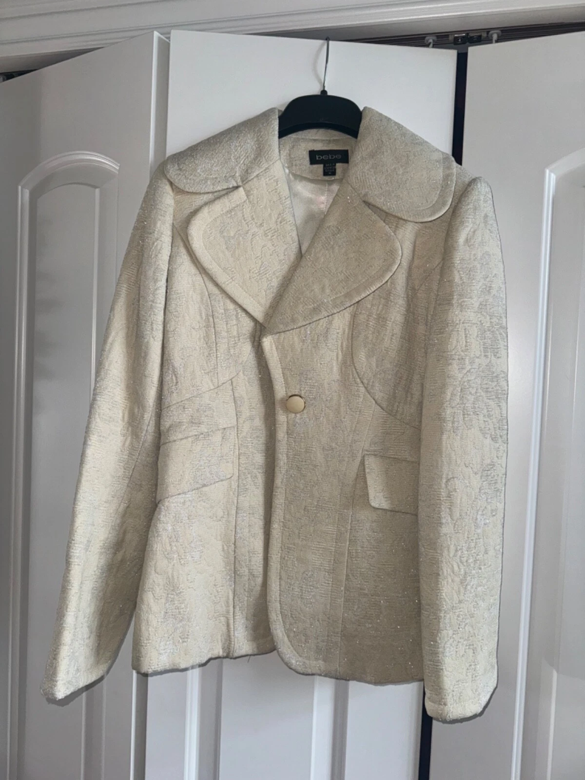 OFF WHITE Blazer Donna Bebe Taglia Media Foderato Bianco Crema