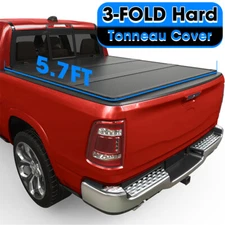 5.7FT Hard Folding Tri-Fold Truck Bed Tonneau Cover For Dodge Ram 1500 2009-2025