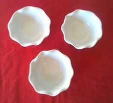 Lot of 3  CERUTIL Stoneware 5.25" WHITE Fancy Fluted Casserole Cereal Bowl