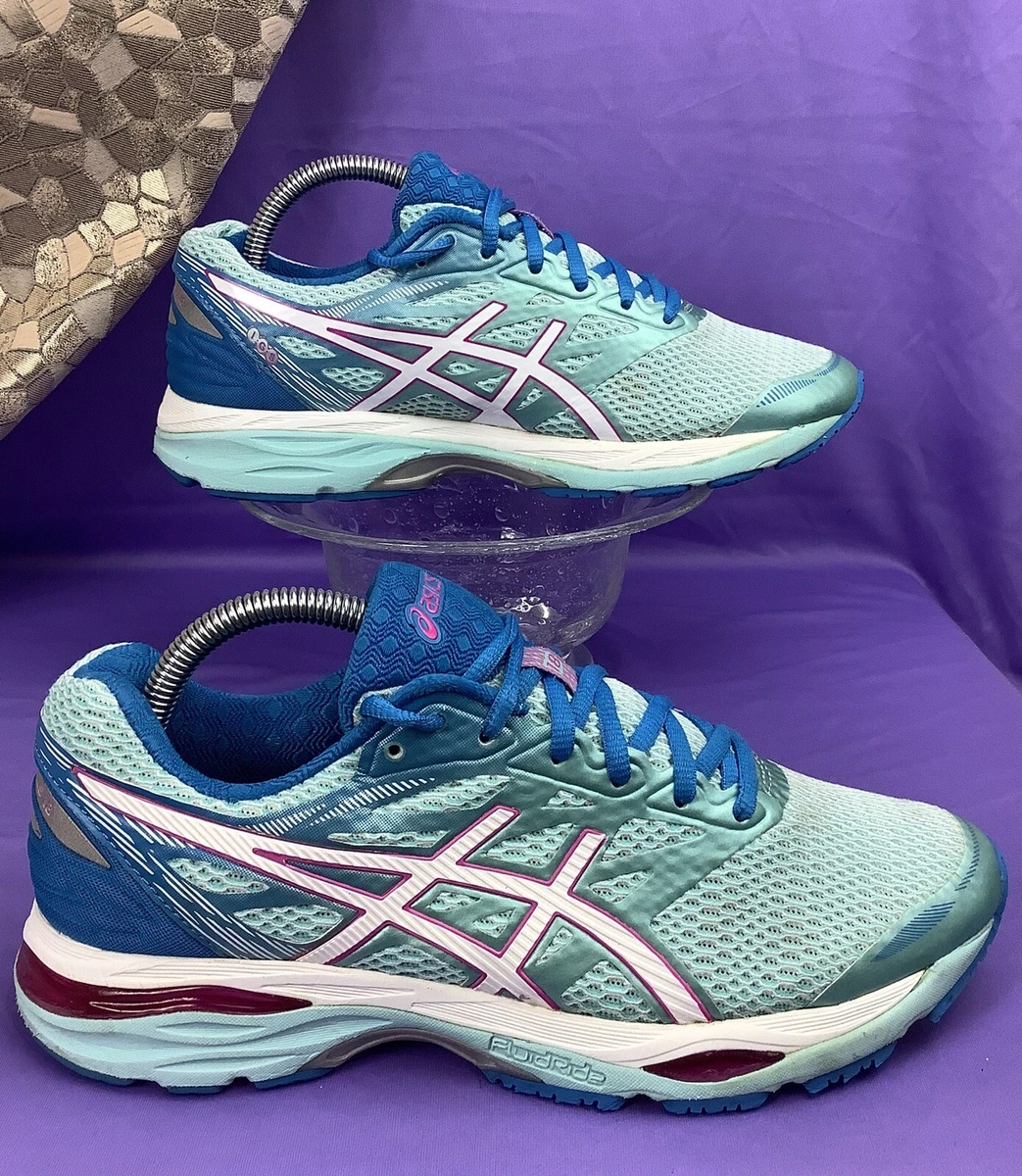ASICS GEL CUMULUS 18 Aqua Splash White Pink Glow Running Walking T6C8N 40 8.5