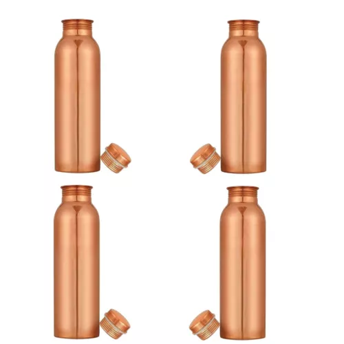 Pure Copper Water Bottle Handmade For Health Benefits - Set of 4 - Picture 2 of 4