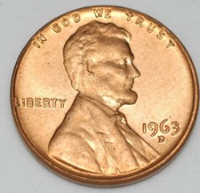 1963-d Lincoln Memorial Cent Choice Bu Red From Original Roll Free Shipping 1963-d Lincoln Memorial Cent Choice Bu Red From Original Roll Free Shipping