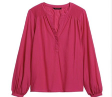 NWT Banana Republic Women's Cotton Balloon-Sleeve Top Shirt Fuchsia Pink Size PS