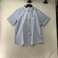 A Men's Oxford Blue Short Sleeve Collared Button Down Casual Shirt Size L