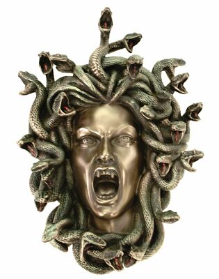 Veronese Wandrelief Kopf der Medusa 18 cm Wanddekoration Figur bronziert 