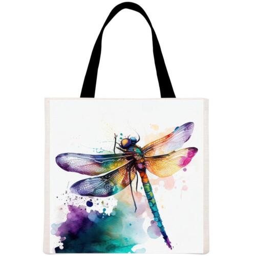 fr Dragonfly watercolor Printed Linen Bag-018247 - Picture 1 of 3