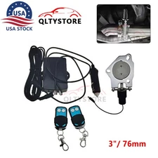 3'' Electric Exhaust Butterfly Valve Kit Remote Control Stainless steel Headers