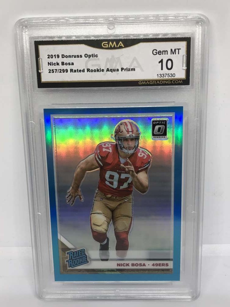 2019 Panini Donruss Optic Aqua Holo Prizm 257/299 Rated Rookie RC Nick Bosa San