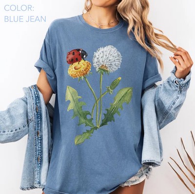 Ladybug Dandelion Comfort Tee Nature Insect Floral Cute