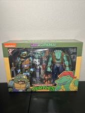 NECA TMNT Teenage Mutant Ninja Turtles & Slash Leatherhead 2 Set Action Figure