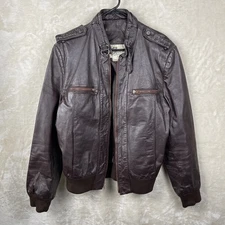 VTG Berman's Leather Men's Brown Lined Soft Leather Bomber Jacket - Size 44