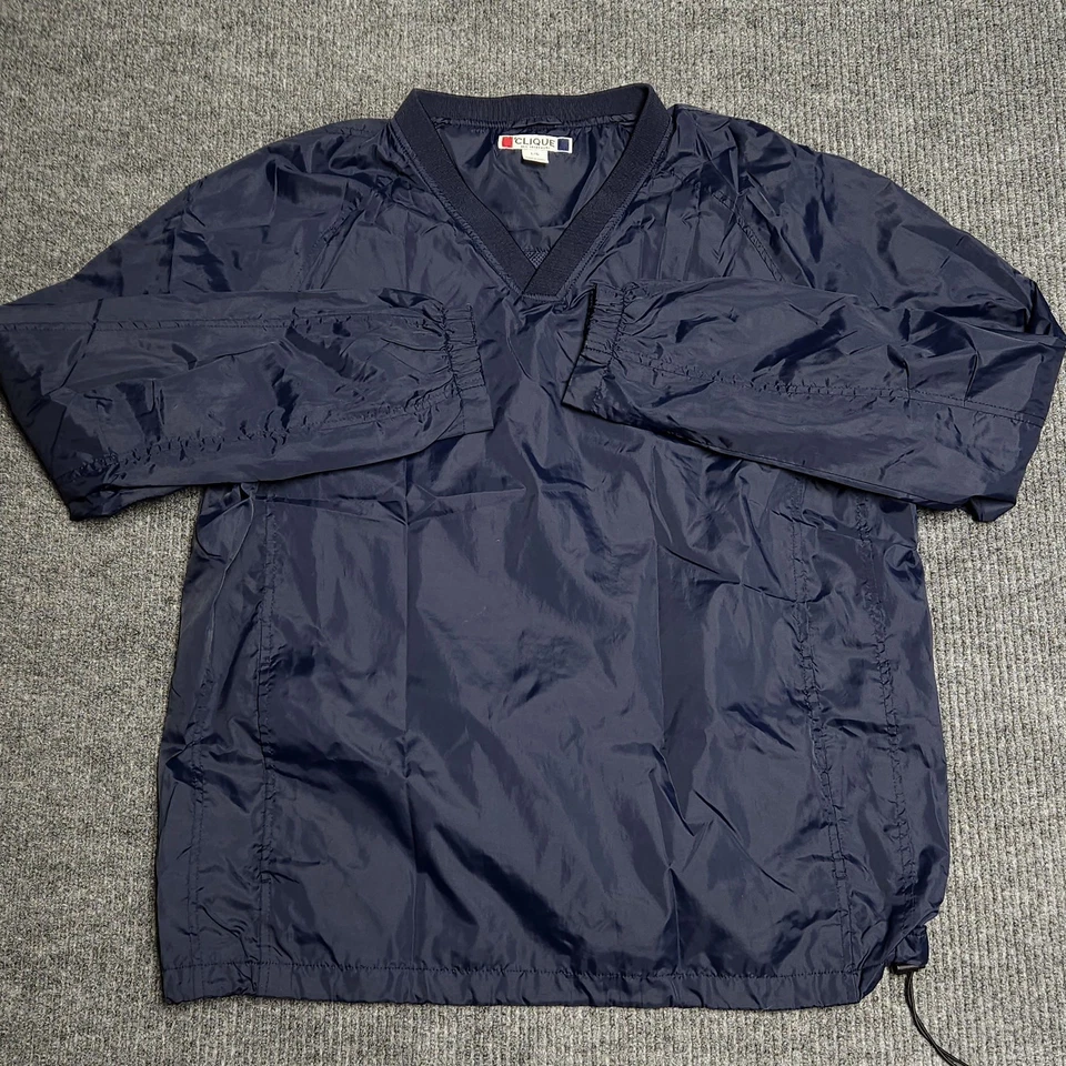 Cortavientos Clique Para Hombres Grande Cuello en V Azul Bolsillos Golf Impermeable Rendimiento Foto 2 de 4