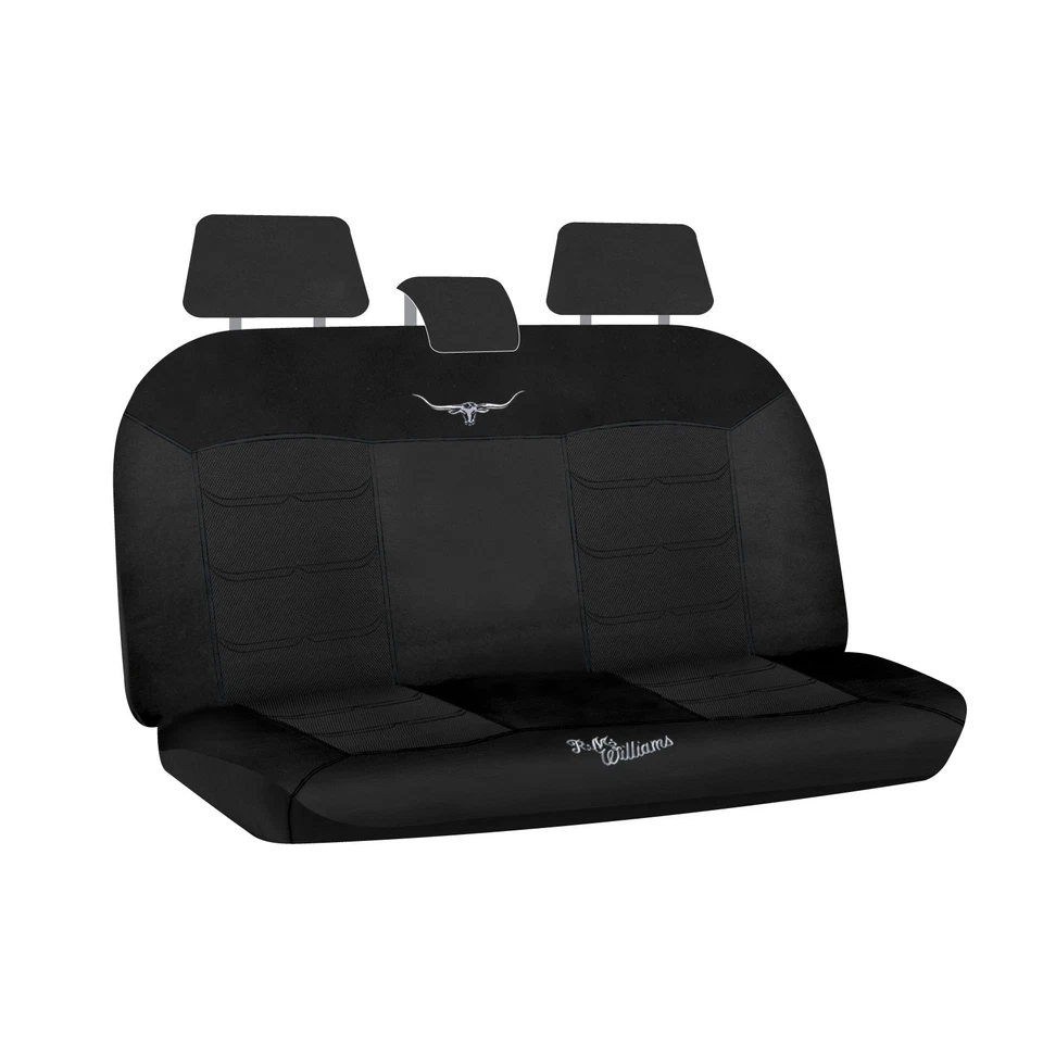R.M.Williams RMW Longhorns Black Mesh Rear Car Seat Cover Universal Fit - image 2 of 4