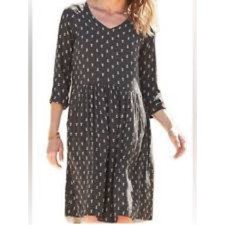 Garnet Hill Floral Midi Dress Gray Viscose Pockets Boho Cottagecore Size 6 0965