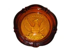 Federal Eagle Amber Indiana Glass Ashtray Vintage Large Round Heavy 10 x 2 inch