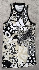 ADIDAS x FARM Rio Tank Dress XS Tropical Print | Black Tan & White Athleisure