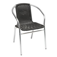 Aluminium Stapelstuhl Rattansessel Bistrostuhl Gartenstuhl Rattan Schwarz-Silber