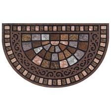 Door Mat Brown Stone Multi Rubber Half Round Non-Slip Outdoor 18 in. x 30 in.