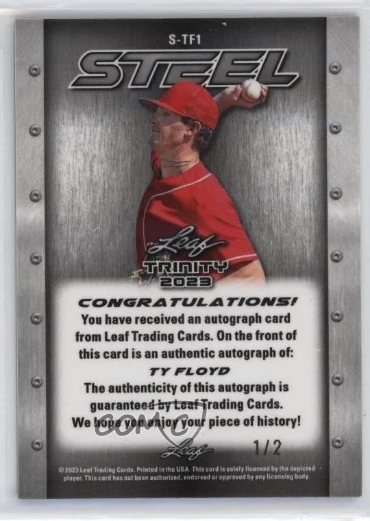 2023 Leaf Trinity Steel Lutetium Red Crystals /2 Ty Floyd #S-TF1 Auto - Image 2 of 2