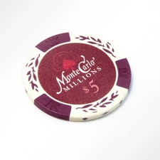 50pcs 14g Monte Carlo Millions Casino Poker Chips $5 MRC POKER