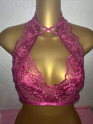 Oh La La Cherie Pink Floral Lace Bralette Dainty Size Small New With Tag