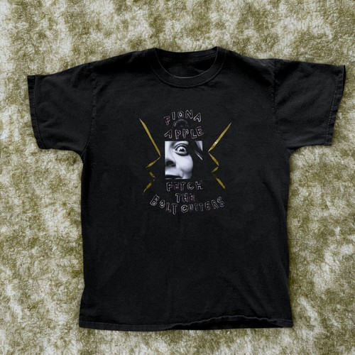 Black Gildan tee featuring a bold Fiona Apple-inspired graphic with a moody vint
