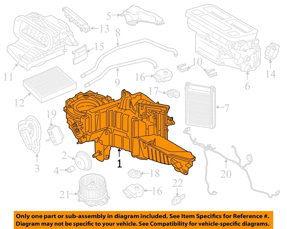 Ford Expedition 2018-2024 3,5 L climatización delantera aire acondicionado calefacción evaporación soplador carcasa del motor Foto 3 de 4