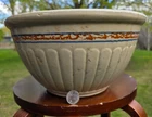 Vintage Red Wing Stoneware Ribbed Mixing Bowl Spongeware Grey Lined 12" / 1' ft