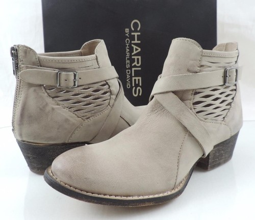 CHARLES by Charles David York Cutout Side Booties Taupe Washed Nubuck Size 6.5 - Picture 2 of 8