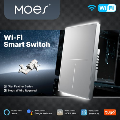 #ad MOES WiFi Smart Wall Light Switch Full Touch Anti Glare Panel Alexa Google App $29.59
