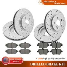 For 2015 - 2020 Mercedes-Benz GLA250 CLA250 Front Rear Drilled Rotors Brake Pads