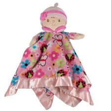 Baby Doll Lovey Security Blanket Pink Satin Trim Ladybugs 15" Douglas