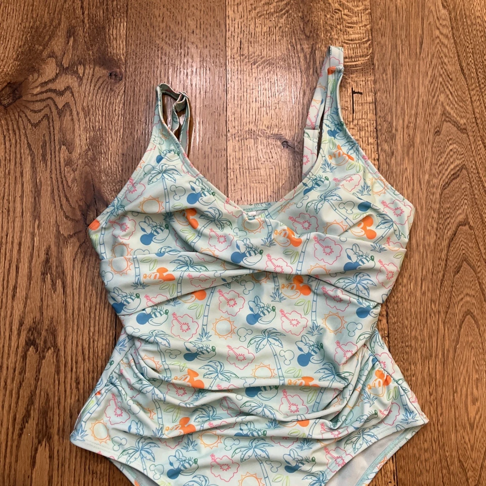 Disney Swimsuit Women's One-Piece Minnie Mouse Palm Tree Adjustable Strap, Sz. M - Image 3 of 4