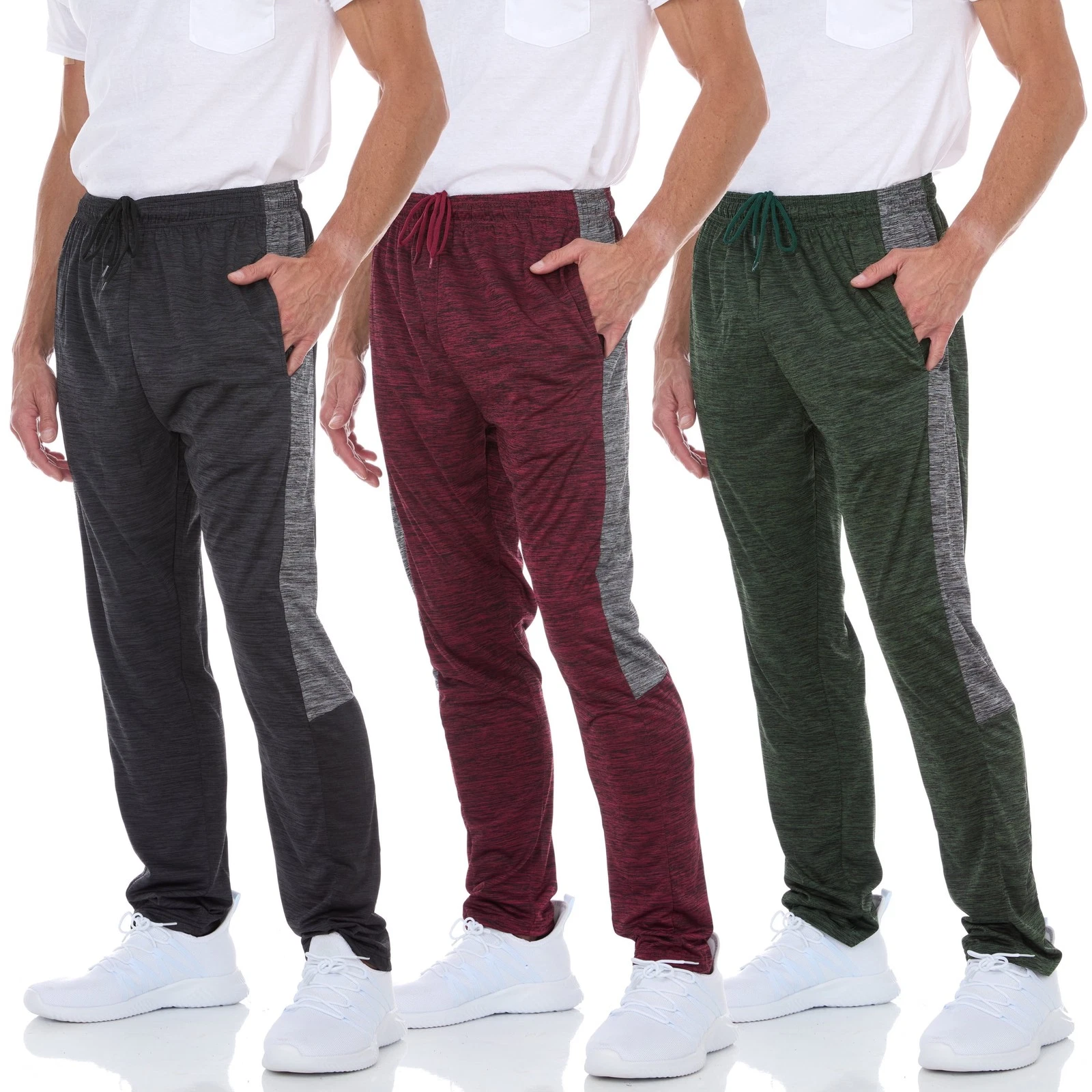 Mens Dri-Fit Pant 3 Pack-Moisture Wicking, High Performance, Comfy Spandex-Poly