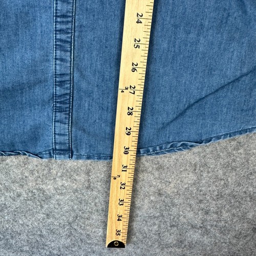 Levi's Chambray Denim Shirt Dress Girls Large 10/12 Blue Button Short Sleeve - Picture 9 of 13