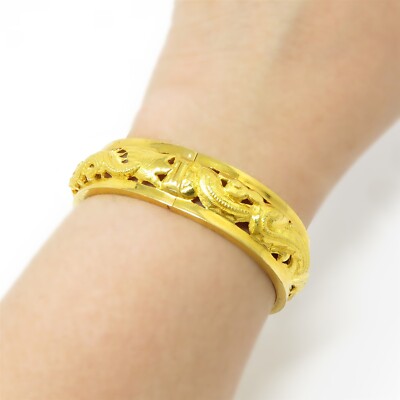 NYJEWEL Chow Sang Sang 周生生 24k Gold Carved Dragon 16mm