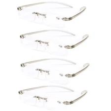 4 Pack Rimless Flexible Reading Glasses for Women men Unisex Readers Ultralight