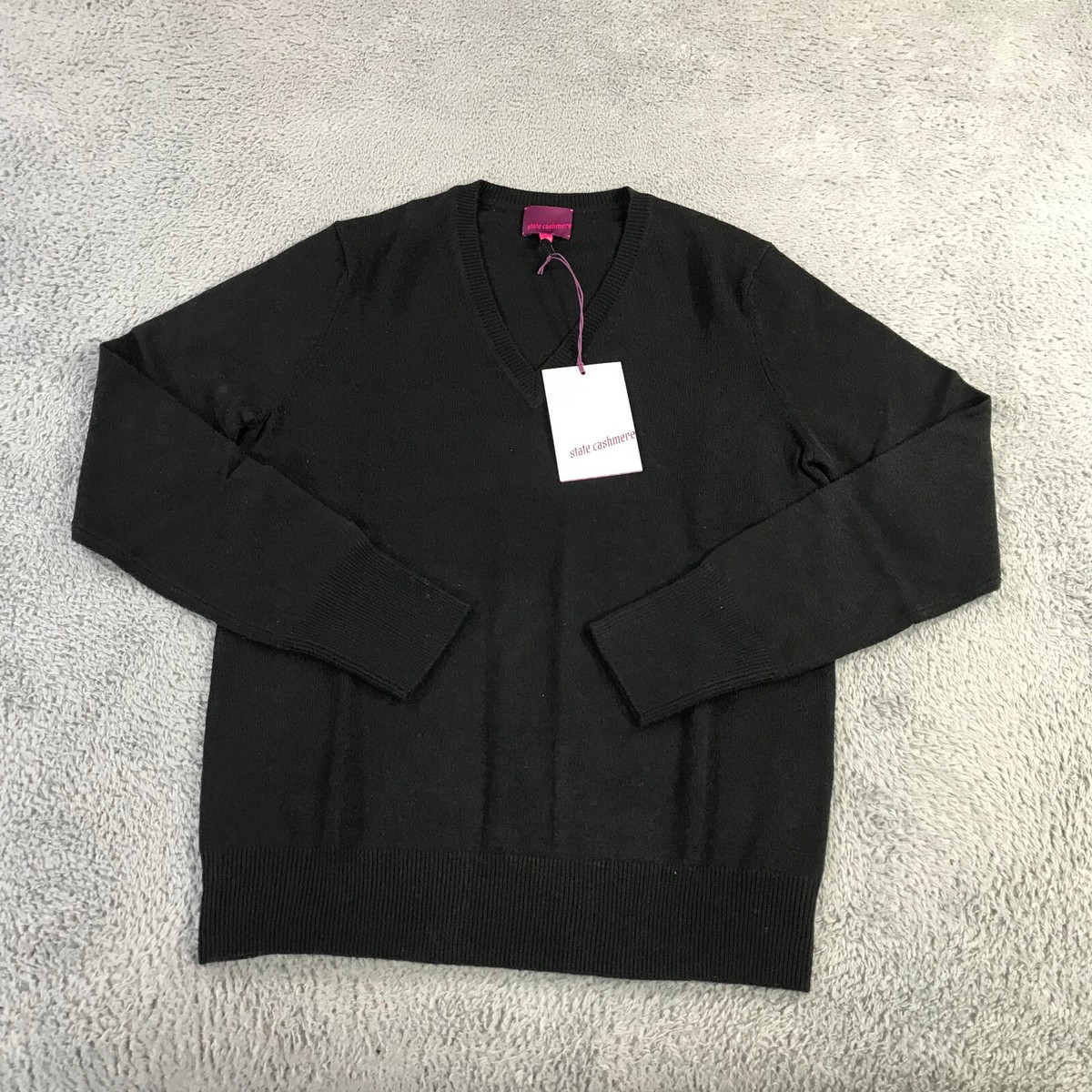 New State Cashmere Sweater Womens Extra Small Black V Neck Cashmere Casual  Ladie