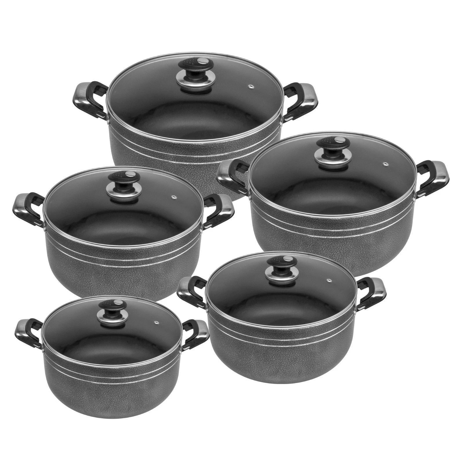 5pc NonStick Ceramic Cast Stock pot Deep Casserole Set Cooking Pot 20cm to 28cm
