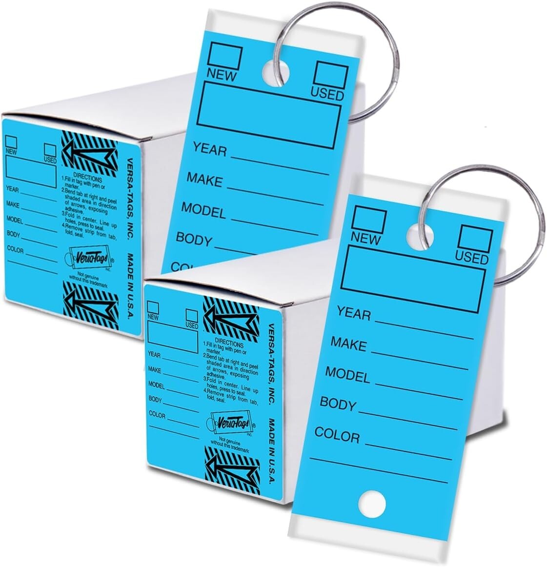 Versa-Tags Car Dealer 500 Key Tags Self Laminating With Metal Rings