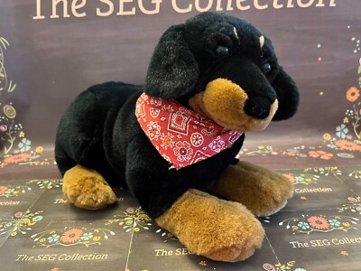 Dakin Applause Huggables Rodney Rottweiler Puppy Dog w/Bandana Plush EUC