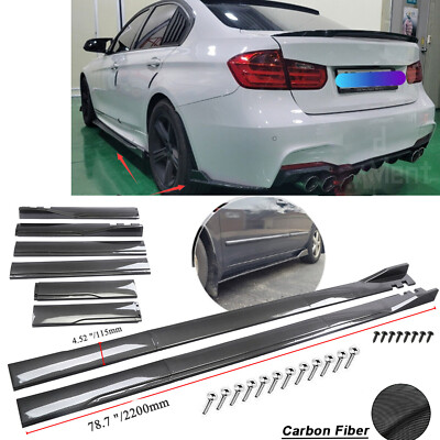 For F30 F80 M3 M4 78.7''2m Side Skirt Extension Lip Winglet Carbon Fiber Glossy