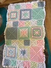 LOVELY HAND CROCHET BABY BLANKET IN WHITE PINK YELLOW GREEN BLUE Winter Warmth