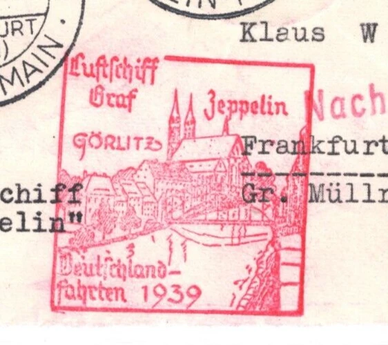 GERMANY Cover ZEPPELIN Air Mail 1939 Cover Frankfurt *Spende* 20pf LABEL MA1519 - Image 4 of 4